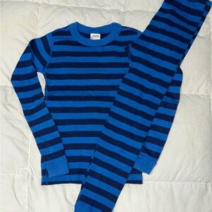 Hanna Andersson blue striped pajama set sz 8 EUC Smoke Free home
